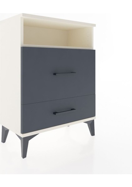 Arges Komodin Tek Raflı 2 Çekmeceli 60X30X80 Aytaşı-Antrasit fiyatları