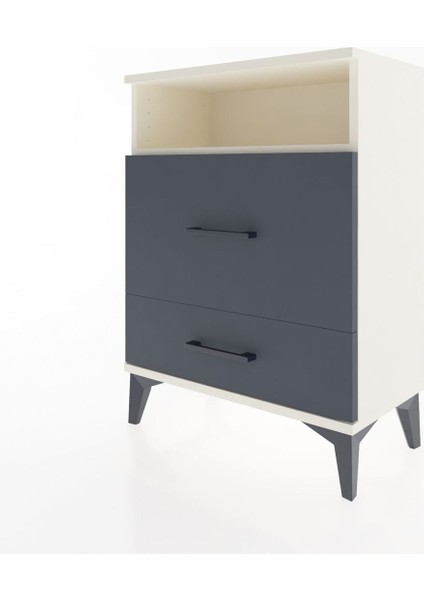 Arges Komodin Tek Raflı 2 Çekmeceli 60X30X80 Aytaşı-Antrasit modelleri