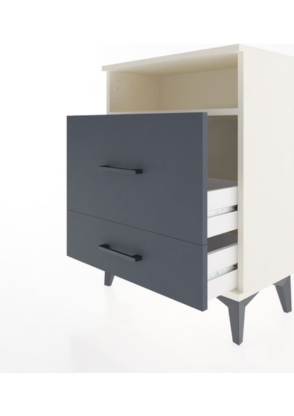 Arges Komodin Tek Raflı 2 Çekmeceli 60X30X80 Aytaşı-Antrasit fırsatları