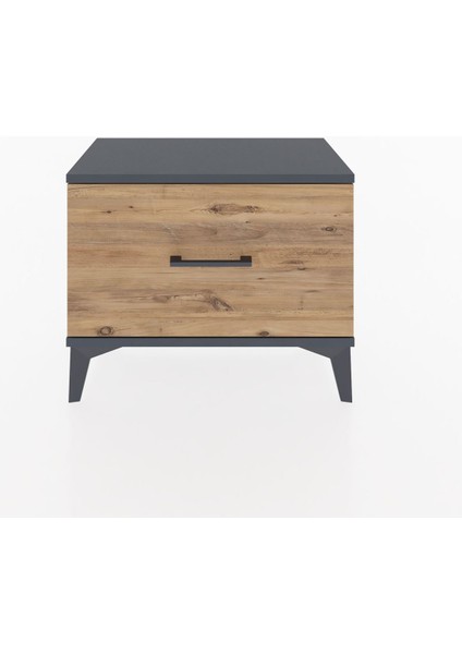 Arges Komodin Tek Çekmeceli 60X30X48 Antrasit-Çam