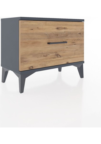 Arges Komodin Tek Çekmeceli 60X30X48 Antrasit-Çam fiyatları