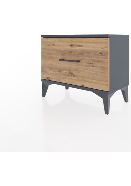 Arges Komodin Tek Çekmeceli 60X30X48 Antrasit-Çam modelleri