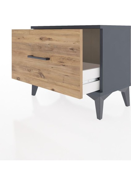 Arges Komodin Tek Çekmeceli 60X30X48 Antrasit-Çam fırsatları