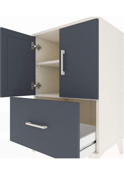 Hyperion Komodin 2 Raflı Tek Çekmeceli 2 Kapaklı 60X44X96 Aytaşı-Antrasit indirimleri