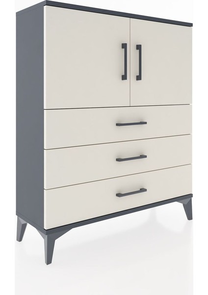 Arges Şifonyer 2 Raflı 3 Çekmeceli 2 Kapaklı 88X30X106 Antrasit-Aytaşı fiyatları
