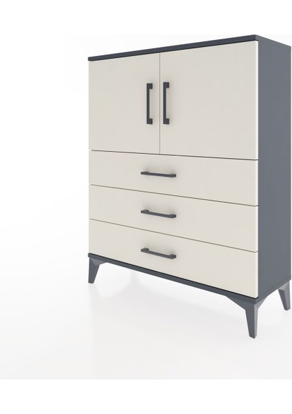 Arges Şifonyer 2 Raflı 3 Çekmeceli 2 Kapaklı 88X30X106 Antrasit-Aytaşı modelleri