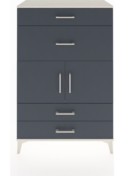 Hyperion Dolap Tek Raflı 4 Çekmeceli 2 Kapaklı 88X44X134 Aytaşı-Antrasit