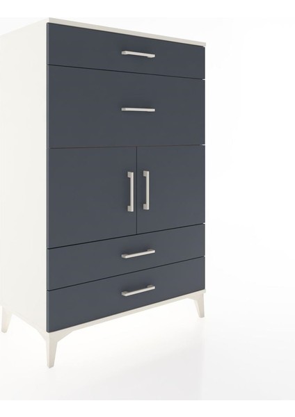 Hyperion Dolap Tek Raflı 4 Çekmeceli 2 Kapaklı 88X44X134 Aytaşı-Antrasit fiyatları
