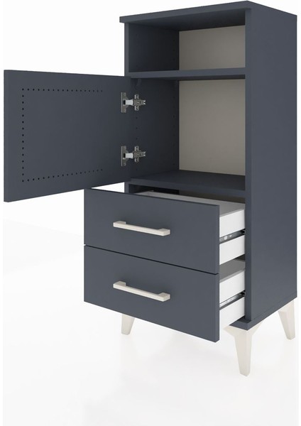 Arges Komodin 2 Raflı 2 Çekmeceli Tek Kapaklı 44X30X96 Antrasit-Antrasit fırsatları
