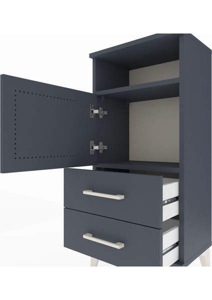 Arges Komodin 2 Raflı 2 Çekmeceli Tek Kapaklı 44X30X96 Antrasit-Antrasit indirimleri