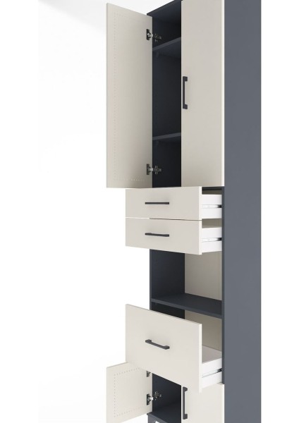 Arges Dolap 4 Raflı 3 Çekmeceli 2 Kapaklı 60X30X243 Antrasit-Aytaşı indirimleri