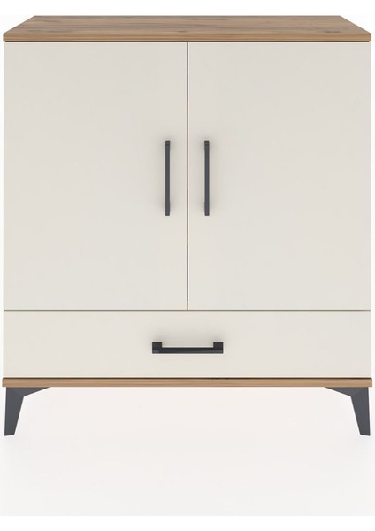 Arges Şifonyer 3 Raflı Tek Çekmeceli 2 Kapaklı 88X30X96 Çam-Aytaşı