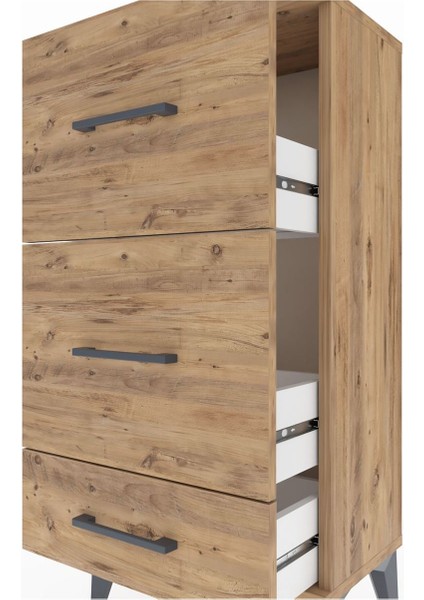 Arges Komodin 3 Çekmeceli 44X30X96 Çam-Çam indirimleri