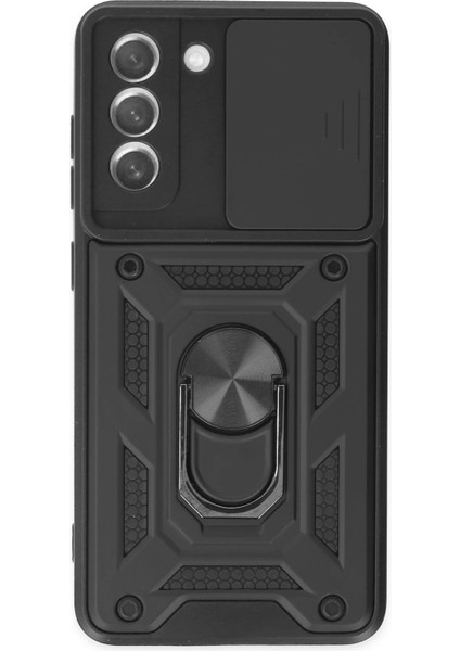 Samsung Galaxy S21 Fe Kılıf Pars Lens Yüzüklü Silikon - Siyah - MKR029315-3644