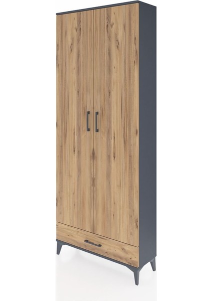 Arges Dolap 3 Raflı Tek Çekmeceli Tek Askılı 88X30X221 Antrasit-Çam modelleri