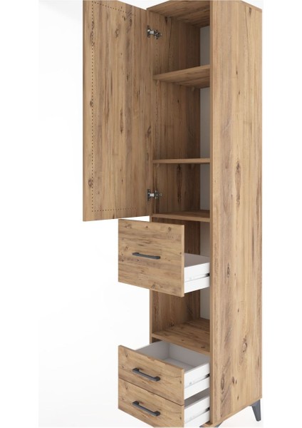 Hyperion Dolap 4 Raflı 3 Çekmeceli Tek Kapaklı 44X44X221 Çam-Çam indirimleri