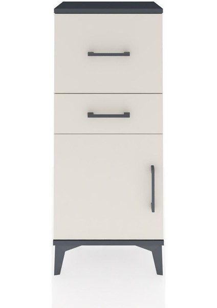 Arges Komodin Tek Raflı 2 Çekmeceli Tek Kapaklı 44X30X106 Antrasit-Aytaşı