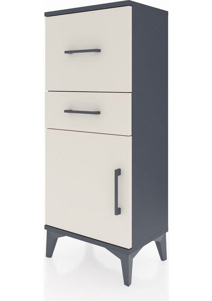 Arges Komodin Tek Raflı 2 Çekmeceli Tek Kapaklı 44X30X106 Antrasit-Aytaşı modelleri