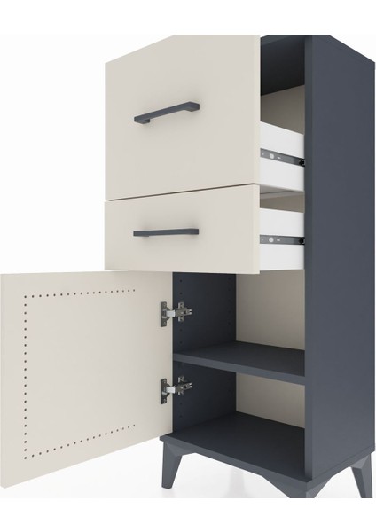 Arges Komodin Tek Raflı 2 Çekmeceli Tek Kapaklı 44X30X106 Antrasit-Aytaşı indirimleri