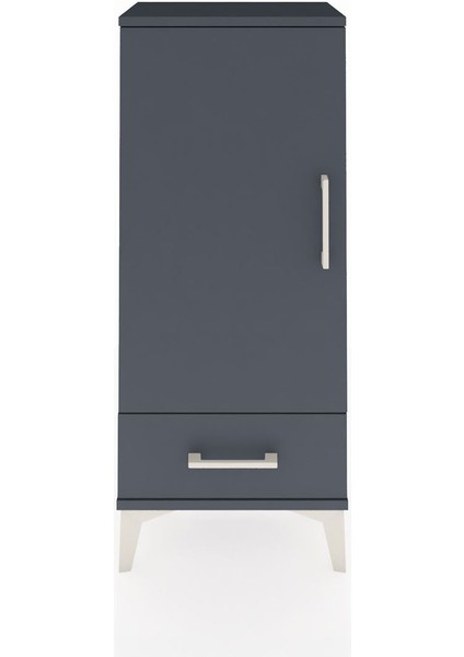 Arges Komodin 3 Raflı Tek Çekmeceli Tek Kapaklı 44X30X106 Antrasit-Antrasit