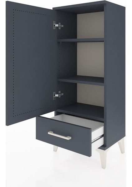 Arges Komodin 3 Raflı Tek Çekmeceli Tek Kapaklı 44X30X106 Antrasit-Antrasit fırsatları