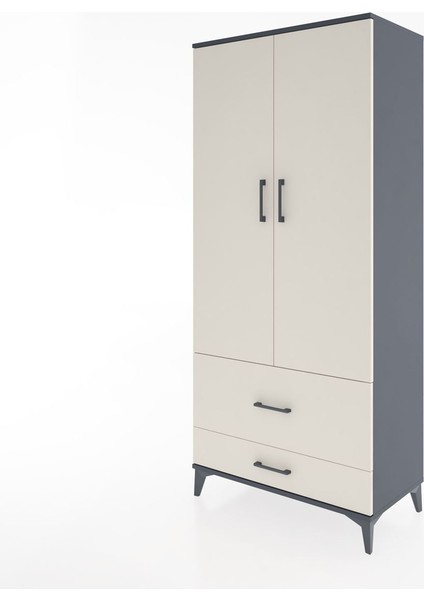 Hyperion Dolap 4 Raflı 2 Çekmeceli 2 Kapaklı 88X44X195 Antrasit-Aytaşı modelleri