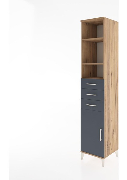 Hyperion Dolap 4 Raflı 3 Çekmeceli Tek Kapaklı 44X44X221 Çam-Antrasit modelleri