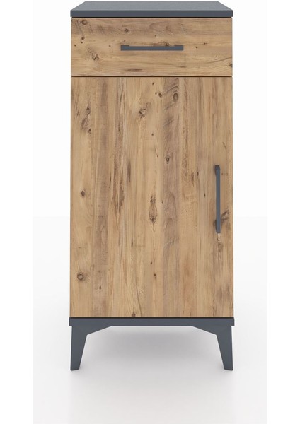 Arges Komodin 2 Raflı Tek Çekmeceli Tek Kapaklı 44X30X96 Antrasit-Çam