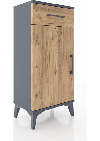 Arges Komodin 2 Raflı Tek Çekmeceli Tek Kapaklı 44X30X96 Antrasit-Çam fiyatları