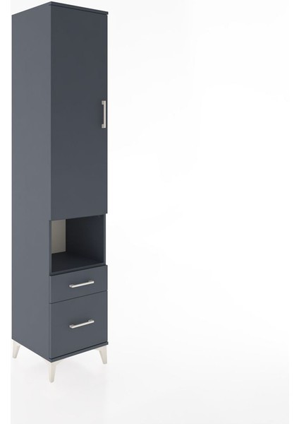 Hyperion Dolap 4 Raflı 2 Çekmeceli Tek Kapaklı 44X44X221 Antrasit-Antrasit fiyatları