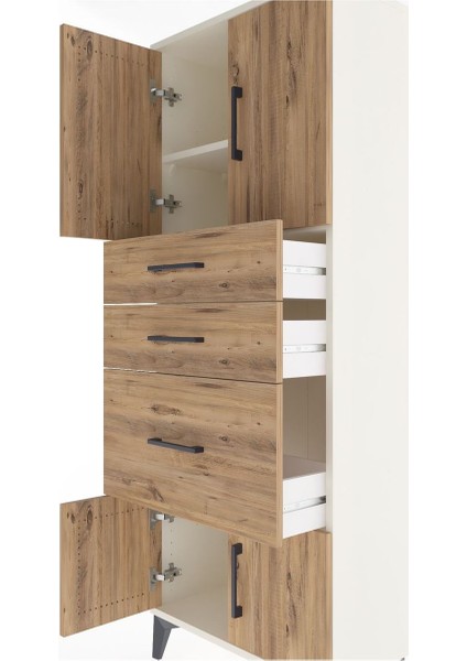 Arges Dolap 2 Raflı 3 Çekmeceli 4 Kapaklı 60X30X163 Aytaşı-Çam indirimleri