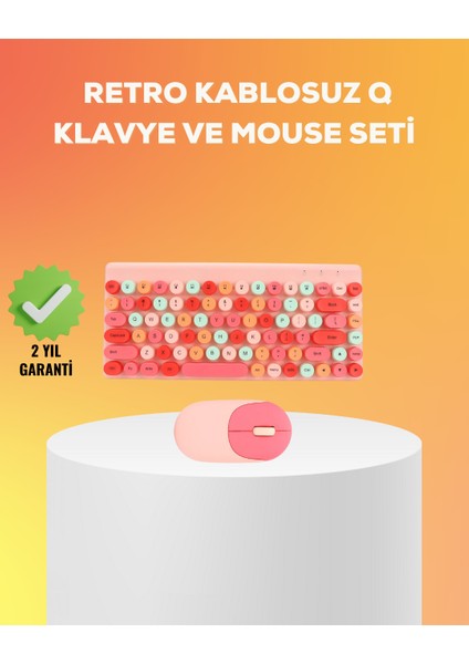 Renkli Retro Tuş Takımlı Klavye – 3 Cihaz Bağlantısı, Medya Kısayol Tuşları