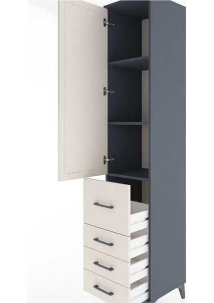 Hyperion Dolap 3 Raflı 4 Çekmeceli Tek Kapaklı 44X44X221 Antrasit-Aytaşı indirimleri