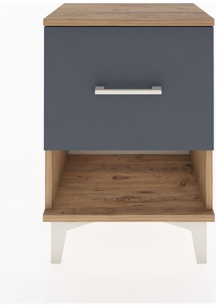 Arges Komodin Tek Çekmeceli 44X30X64 Çam-Antrasit