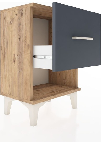 Arges Komodin Tek Çekmeceli 44X30X64 Çam-Antrasit fırsatları