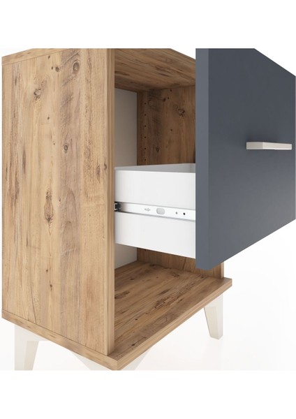 Arges Komodin Tek Çekmeceli 44X30X64 Çam-Antrasit indirimleri