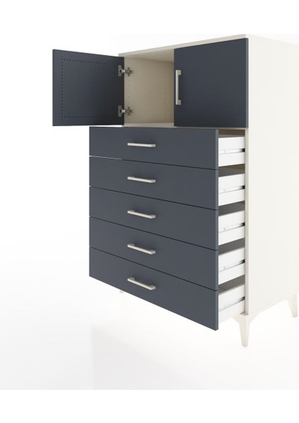 Hyperion Dolap Tek Raflı 5 Çekmeceli 2 Kapaklı 88X44X134 Aytaşı-Antrasit fırsatları