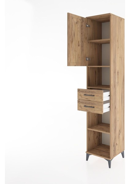 Hyperion Dolap 4 Raflı 2 Çekmeceli Tek Kapaklı 44X44X221 Çam-Çam fırsatları