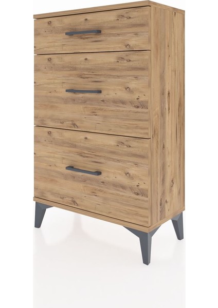 Arges Komodin 3 Çekmeceli 60X30X96 Çam-Çam modelleri