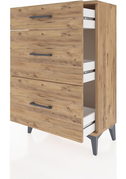 Arges Komodin 3 Çekmeceli 60X30X96 Çam-Çam fırsatları