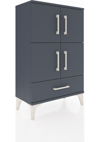 Arges Komodin 4 Raflı Tek Çekmeceli 4 Kapaklı 60X30X96 Antrasit-Antrasit fiyatları