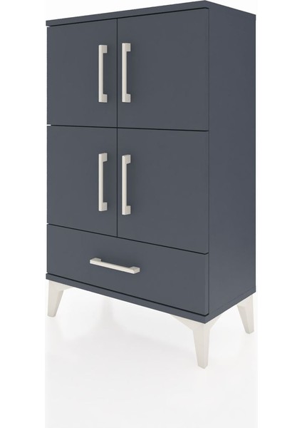 Arges Komodin 4 Raflı Tek Çekmeceli 4 Kapaklı 60X30X96 Antrasit-Antrasit modelleri