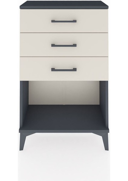 Arges Komodin 3 Çekmeceli 60X30X96 Antrasit-Aytaşı
