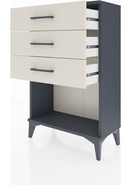 Arges Komodin 3 Çekmeceli 60X30X96 Antrasit-Aytaşı fırsatları