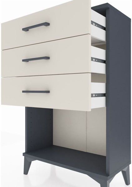 Arges Komodin 3 Çekmeceli 60X30X96 Antrasit-Aytaşı indirimleri