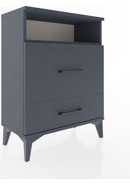 Arges Komodin Tek Raflı 2 Çekmeceli 60X30X80 Antrasit-Antrasit fiyatları