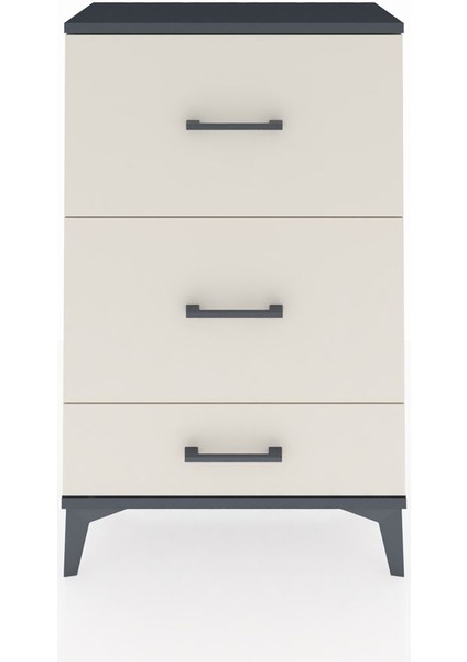 Arges Komodin 3 Çekmeceli 60X30X96 Antrasit-Aytaşı