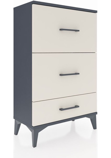 Arges Komodin 3 Çekmeceli 60X30X96 Antrasit-Aytaşı fiyatları