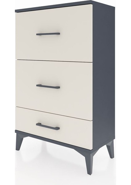Arges Komodin 3 Çekmeceli 60X30X96 Antrasit-Aytaşı modelleri