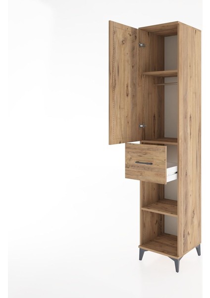 Hyperion Dolap 3 Raflı Tek Çekmeceli Tek Askılı 44X44X221 Çam-Çam fırsatları